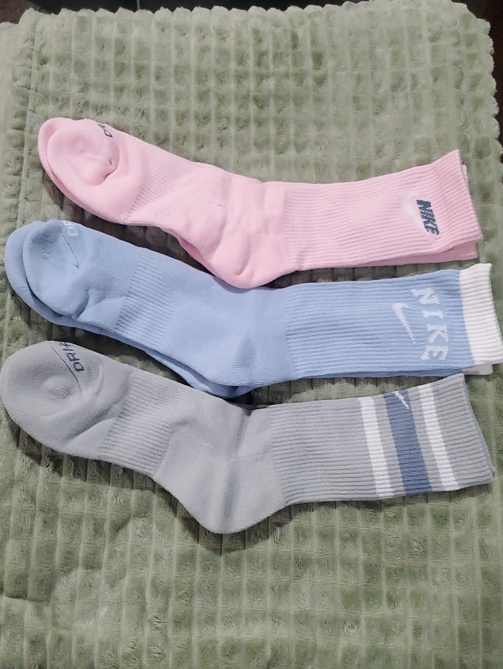 Nike Women’s Athletic Crew Socks - Pink, Light Blue, Gray - 3 Pack